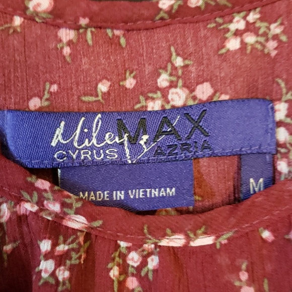 Max Azria Miley Cyrus floral ruffle sheer top - Picture 2 of 5